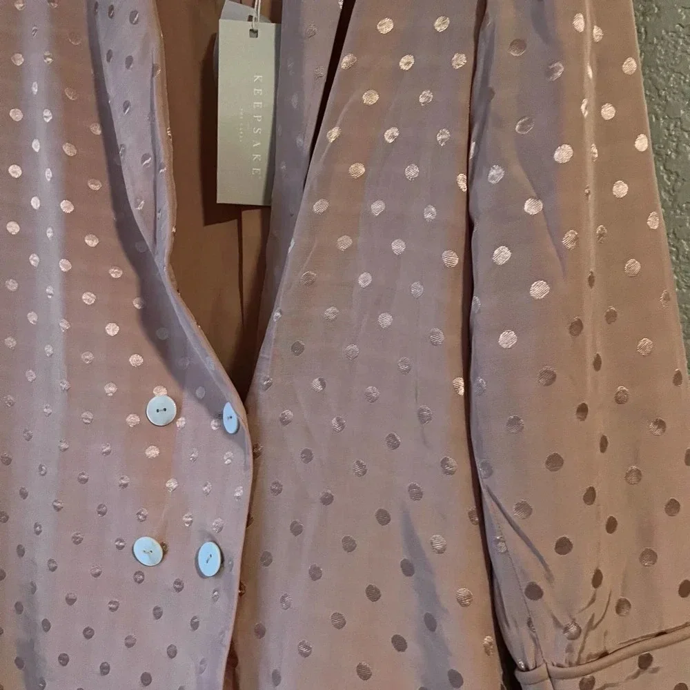 New Keepsake the Label Promise Peach Polka Dot Double Breasted Blazer NWT
